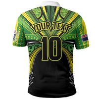 Cook Islands Rugby League Custom Polo Shirt Polynesian and Tatau Tribal Art - Black Color
