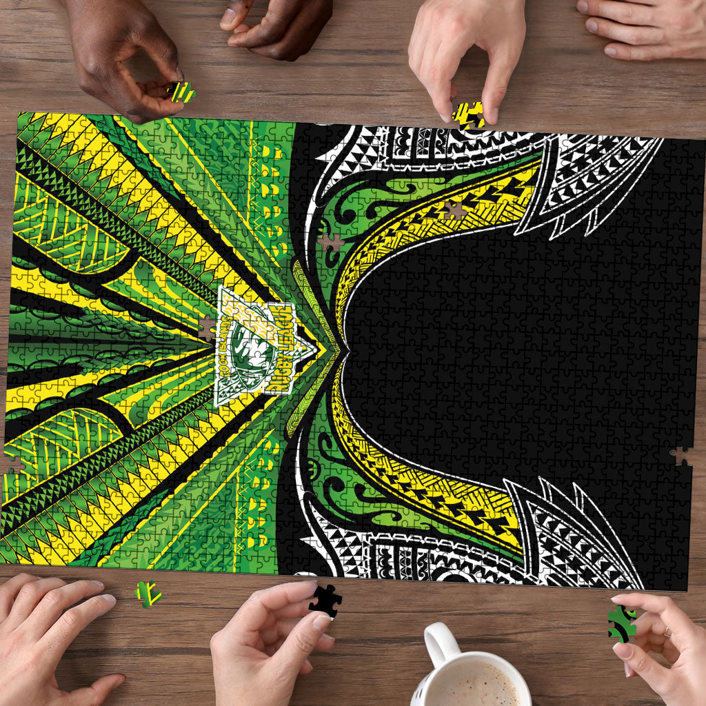 Cook Islands Rugby League Puzzle Polynesian and Tatau Tribal Art - Black Color