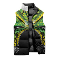 Cook Islands Rugby League Custom Sleeveless Puffer Jacket Polynesian and Tatau Tribal Art - Black Color LT03 - Polynesian Pride