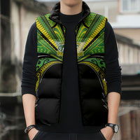 Cook Islands Rugby League Custom Sleeveless Puffer Jacket Polynesian and Tatau Tribal Art - Black Color LT03 - Polynesian Pride