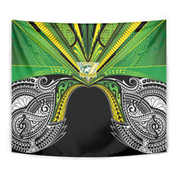Cook Islands Rugby League Tapestry Polynesian and Tatau Tribal Art - Black Color LT03 - Polynesian Pride