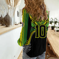 Cook Islands Rugby League Custom Women Casual Shirt Polynesian and Tatau Tribal Art - Black Color