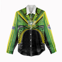 Cook Islands Rugby League Custom Women Casual Shirt Polynesian and Tatau Tribal Art - Black Color
