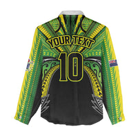 Cook Islands Rugby League Custom Women Casual Shirt Polynesian and Tatau Tribal Art - Black Color