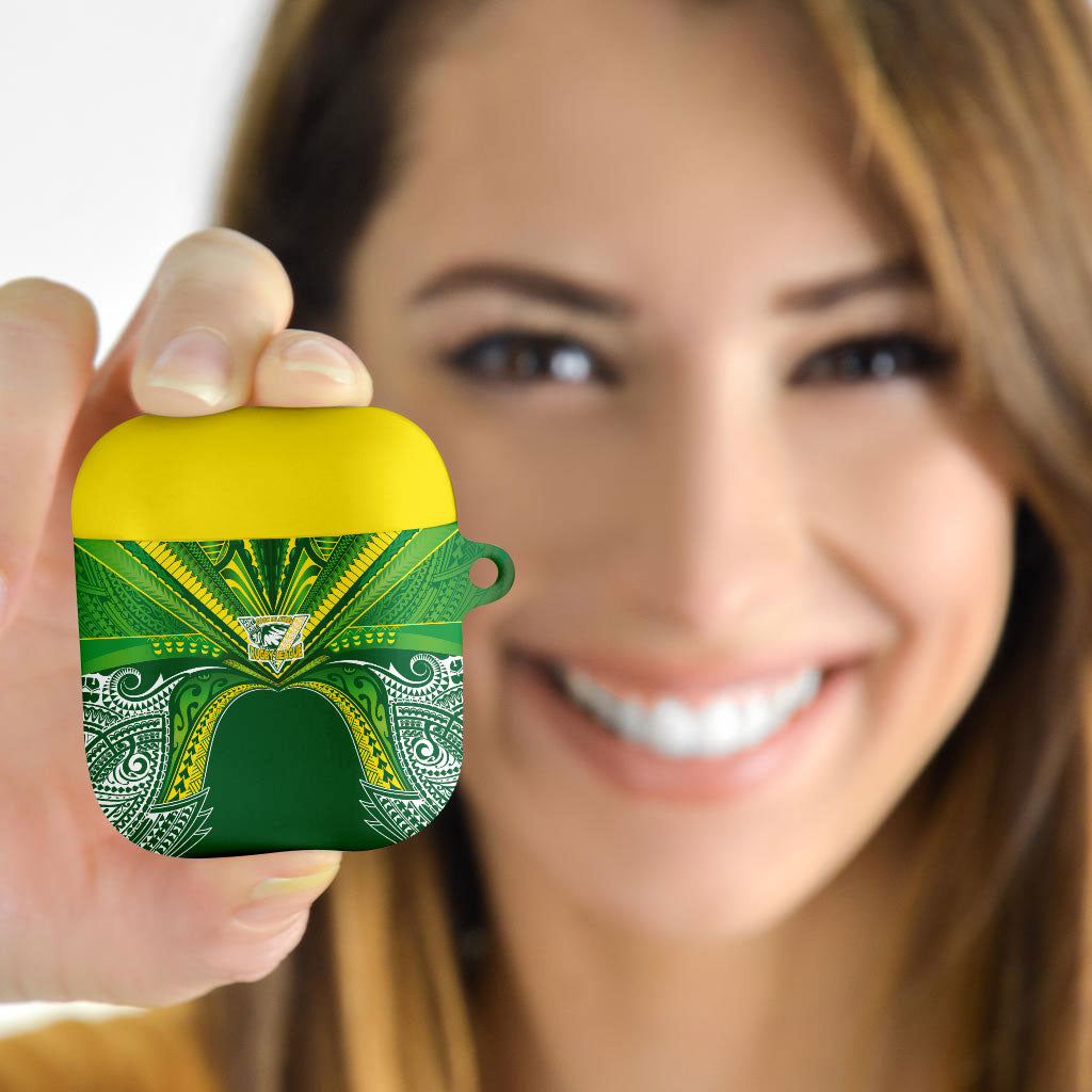 Cook Islands Rugby League AirPods Case Polynesian and Tatau Tribal Art - Green Color