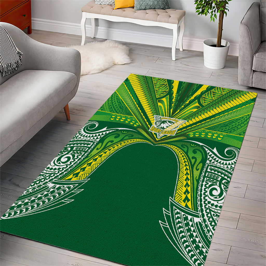 Cook Islands Rugby League Area Rug Polynesian and Tatau Tribal Art - Green Color LT03 - Polynesian Pride