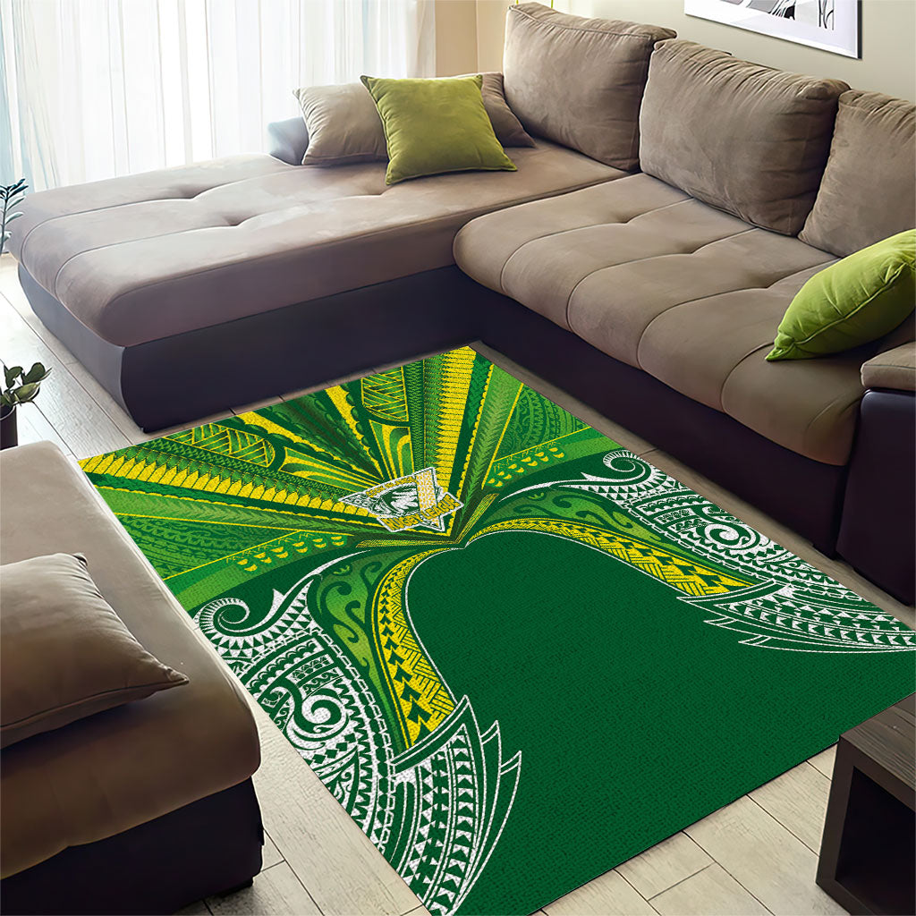 Cook Islands Rugby League Area Rug Polynesian and Tatau Tribal Art - Green Color LT03 - Polynesian Pride