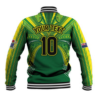 Cook Islands Rugby League Custom Baseball Jacket Polynesian and Tatau Tribal Art - Green Color LT03 - Polynesian Pride