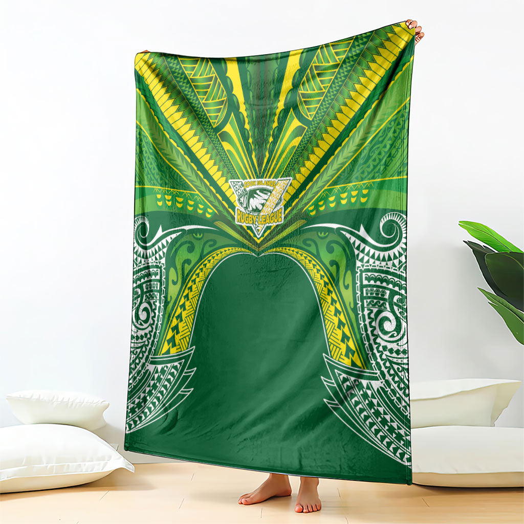 Cook Islands Rugby League Blanket Polynesian and Tatau Tribal Art - Green Color LT03 - Polynesian Pride