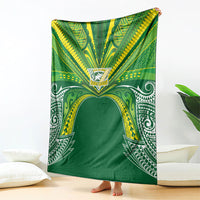 Cook Islands Rugby League Blanket Polynesian and Tatau Tribal Art - Green Color LT03 - Polynesian Pride