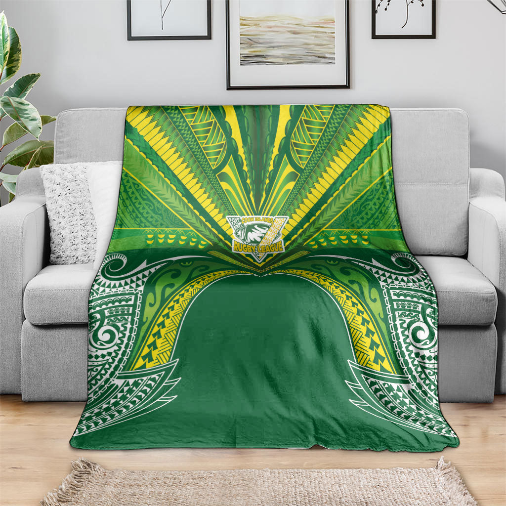 Cook Islands Rugby League Blanket Polynesian and Tatau Tribal Art - Green Color LT03 - Polynesian Pride