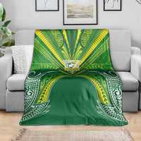 Cook Islands Rugby League Blanket Polynesian and Tatau Tribal Art - Green Color LT03 - Polynesian Pride