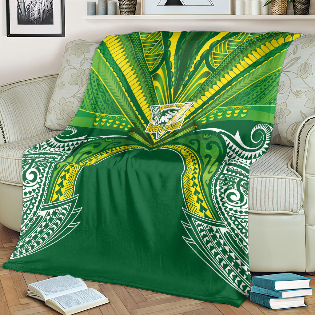 Cook Islands Rugby League Blanket Polynesian and Tatau Tribal Art - Green Color LT03 - Polynesian Pride