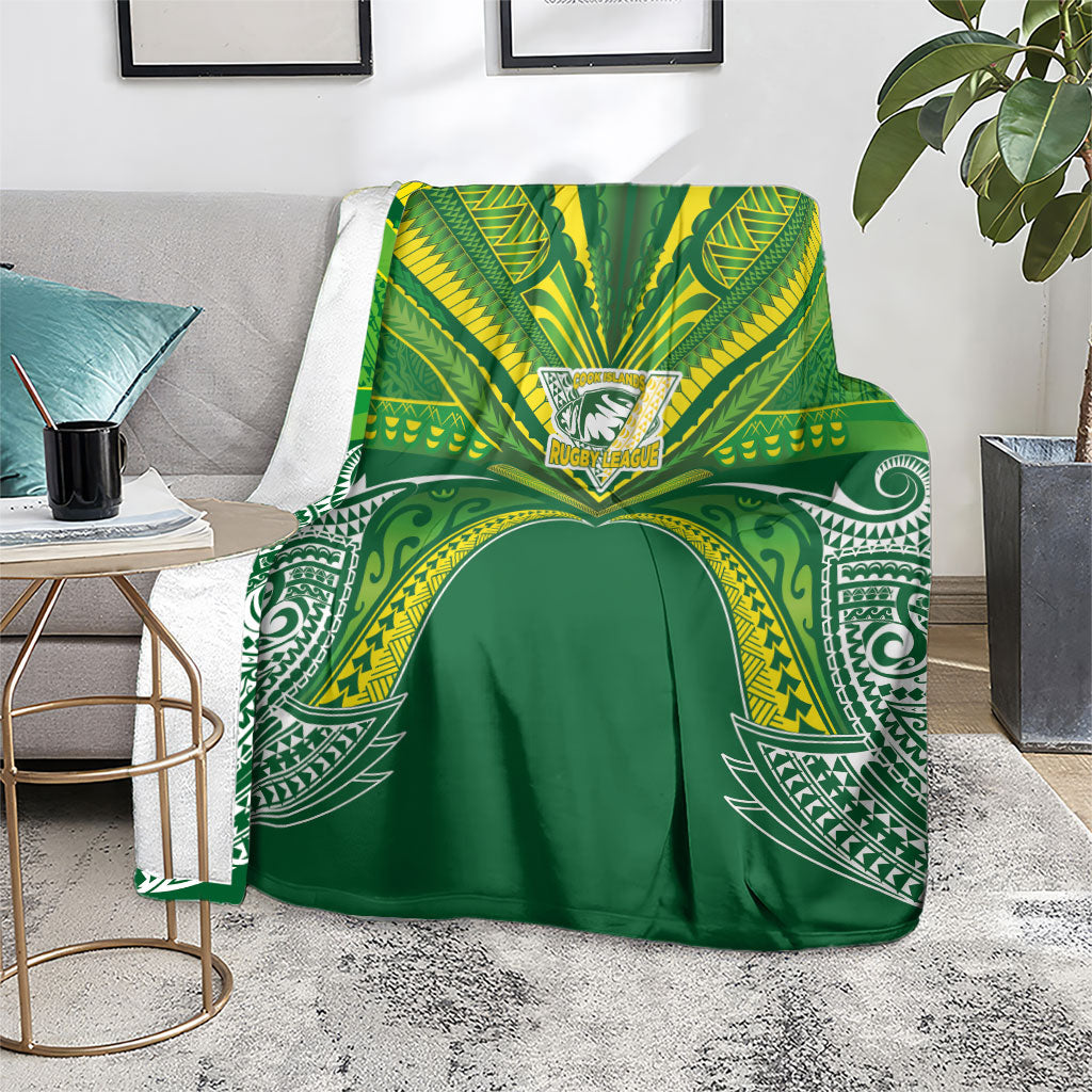 Cook Islands Rugby League Blanket Polynesian and Tatau Tribal Art - Green Color LT03 - Polynesian Pride