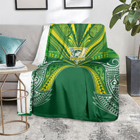 Cook Islands Rugby League Blanket Polynesian and Tatau Tribal Art - Green Color LT03 - Polynesian Pride