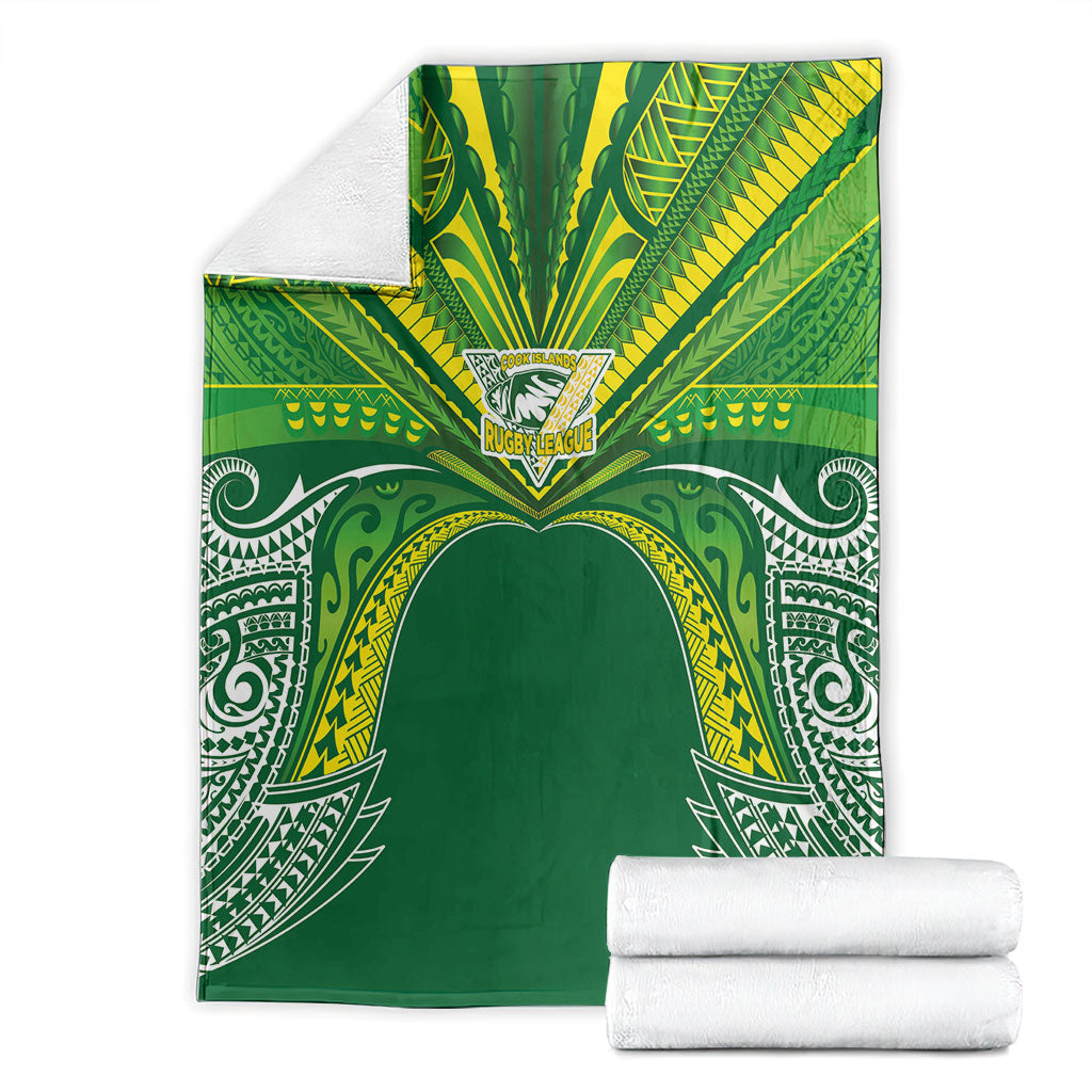 Cook Islands Rugby League Blanket Polynesian and Tatau Tribal Art - Green Color LT03 - Polynesian Pride
