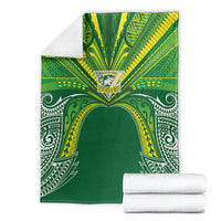 Cook Islands Rugby League Blanket Polynesian and Tatau Tribal Art - Green Color LT03 - Polynesian Pride