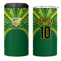 Cook Islands Rugby League Custom 4 in 1 Can Cooler Tumbler Polynesian and Tatau Tribal Art - Green Color