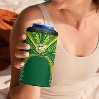 Cook Islands Rugby League Custom 4 in 1 Can Cooler Tumbler Polynesian and Tatau Tribal Art - Green Color