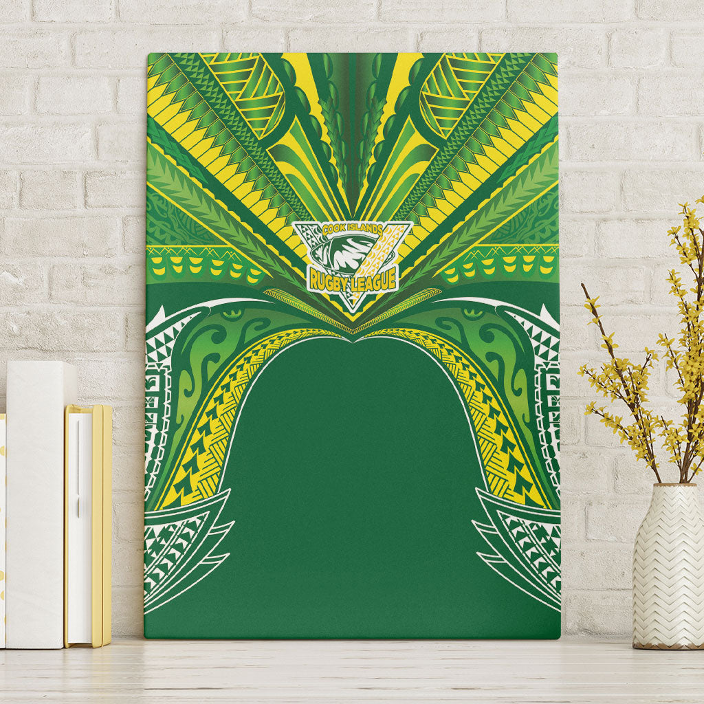 Cook Islands Rugby League Canvas Wall Art Polynesian and Tatau Tribal Art - Green Color