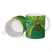 Cook Islands Rugby League Custom Ceramic Mug Polynesian and Tatau Tribal Art - Green Color