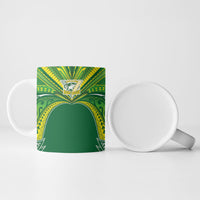 Cook Islands Rugby League Custom Ceramic Mug Polynesian and Tatau Tribal Art - Green Color