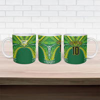 Cook Islands Rugby League Custom Ceramic Mug Polynesian and Tatau Tribal Art - Green Color