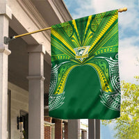 Cook Islands Rugby League Garden Flag Polynesian and Tatau Tribal Art - Green Color