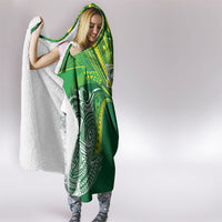 Cook Islands Rugby League Hooded Blanket Polynesian and Tatau Tribal Art - Green Color