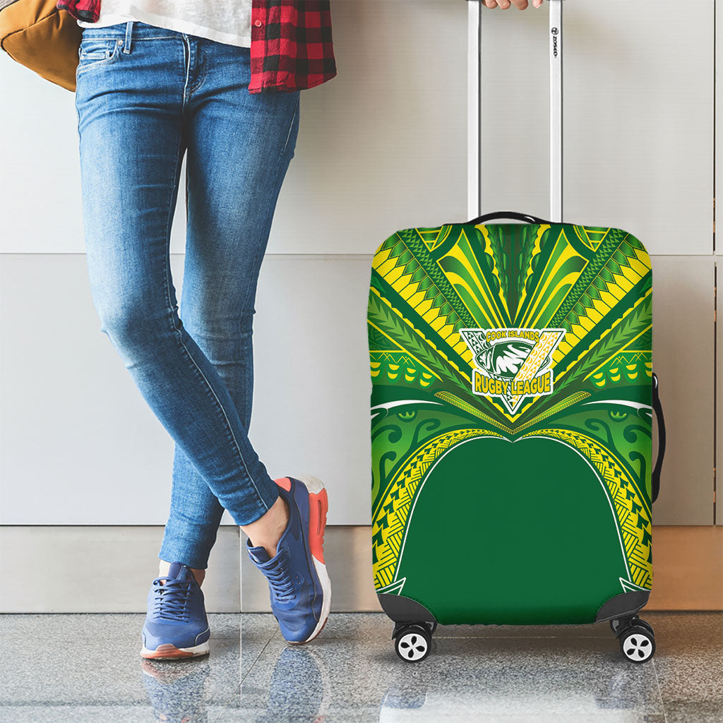 Cook Islands Rugby League Luggage Cover Polynesian and Tatau Tribal Art - Green Color
