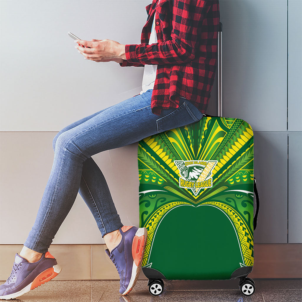 Cook Islands Rugby League Luggage Cover Polynesian and Tatau Tribal Art - Green Color
