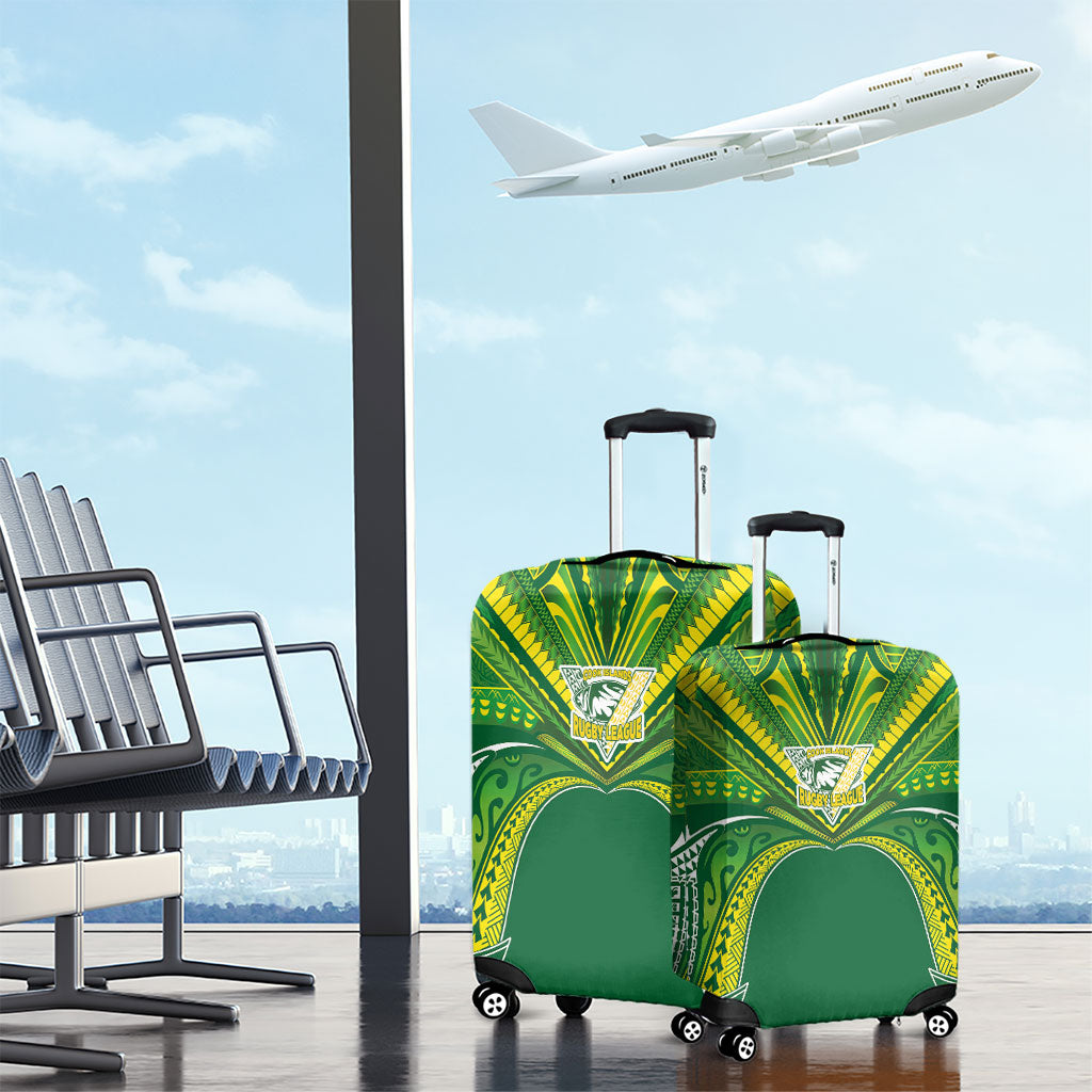 Cook Islands Rugby League Luggage Cover Polynesian and Tatau Tribal Art - Green Color