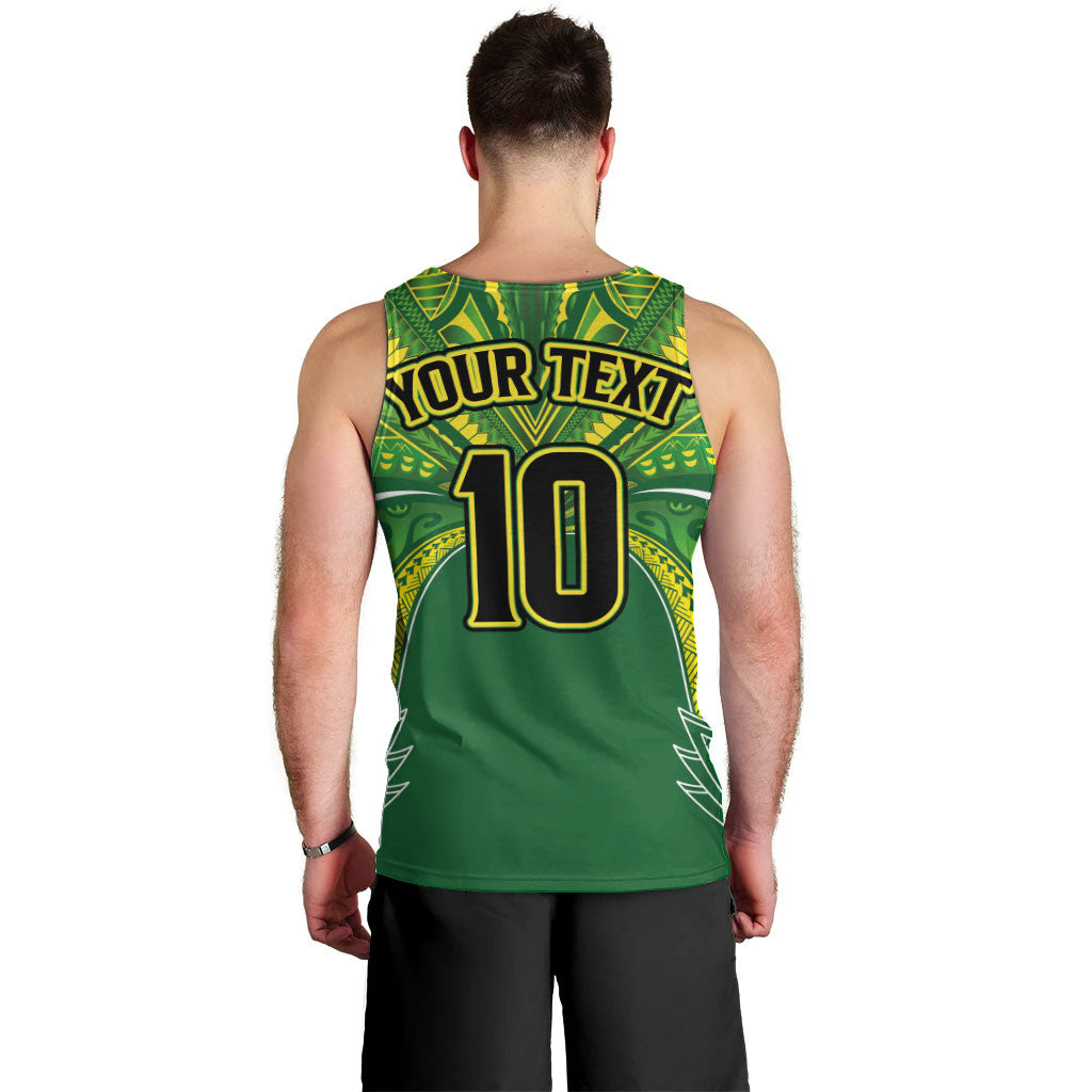 Cook Islands Rugby League Custom Men Tank Top Polynesian and Tatau Tribal Art - Green Color