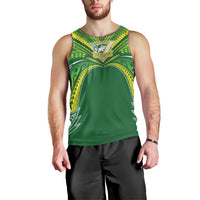 Cook Islands Rugby League Custom Men Tank Top Polynesian and Tatau Tribal Art - Green Color
