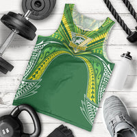 Cook Islands Rugby League Custom Men Tank Top Polynesian and Tatau Tribal Art - Green Color