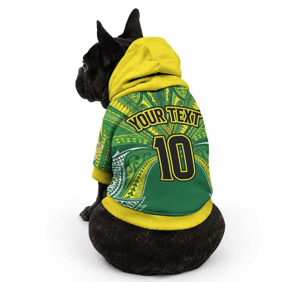 Cook Islands Rugby League Custom Pet Hoodie Polynesian and Tatau Tribal Art - Green Color LT03 - Polynesian Pride