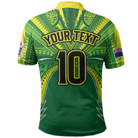 Cook Islands Rugby League Custom Polo Shirt Polynesian and Tatau Tribal Art - Green Color