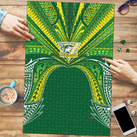 Cook Islands Rugby League Puzzle Polynesian and Tatau Tribal Art - Green Color LT03 Green - Polynesian Pride