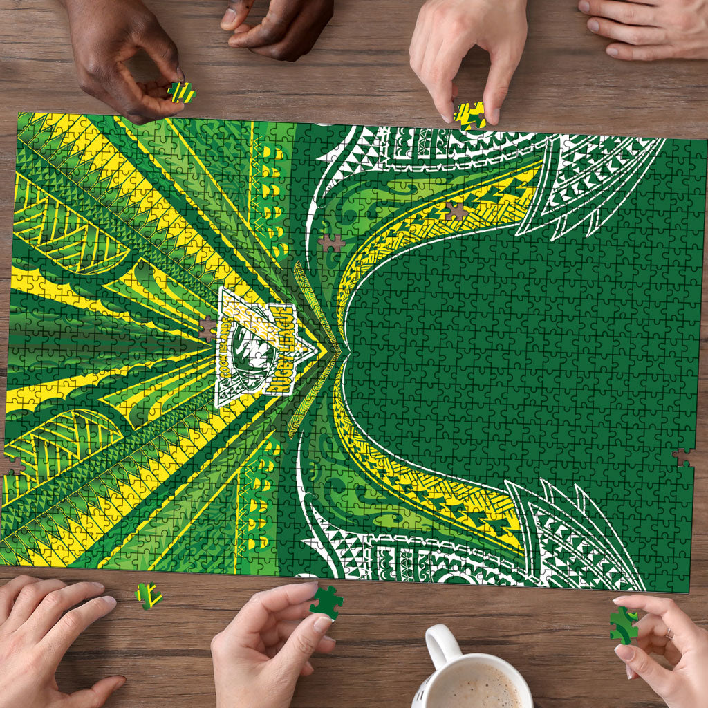 Cook Islands Rugby League Puzzle Polynesian and Tatau Tribal Art - Green Color LT03 - Polynesian Pride