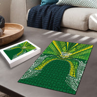 Cook Islands Rugby League Puzzle Polynesian and Tatau Tribal Art - Green Color LT03 - Polynesian Pride