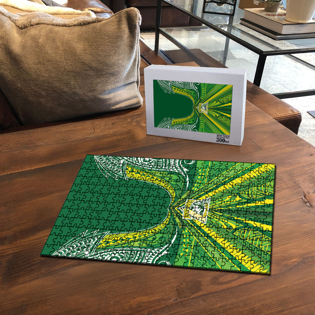 Cook Islands Rugby League Puzzle Polynesian and Tatau Tribal Art - Green Color LT03 - Polynesian Pride