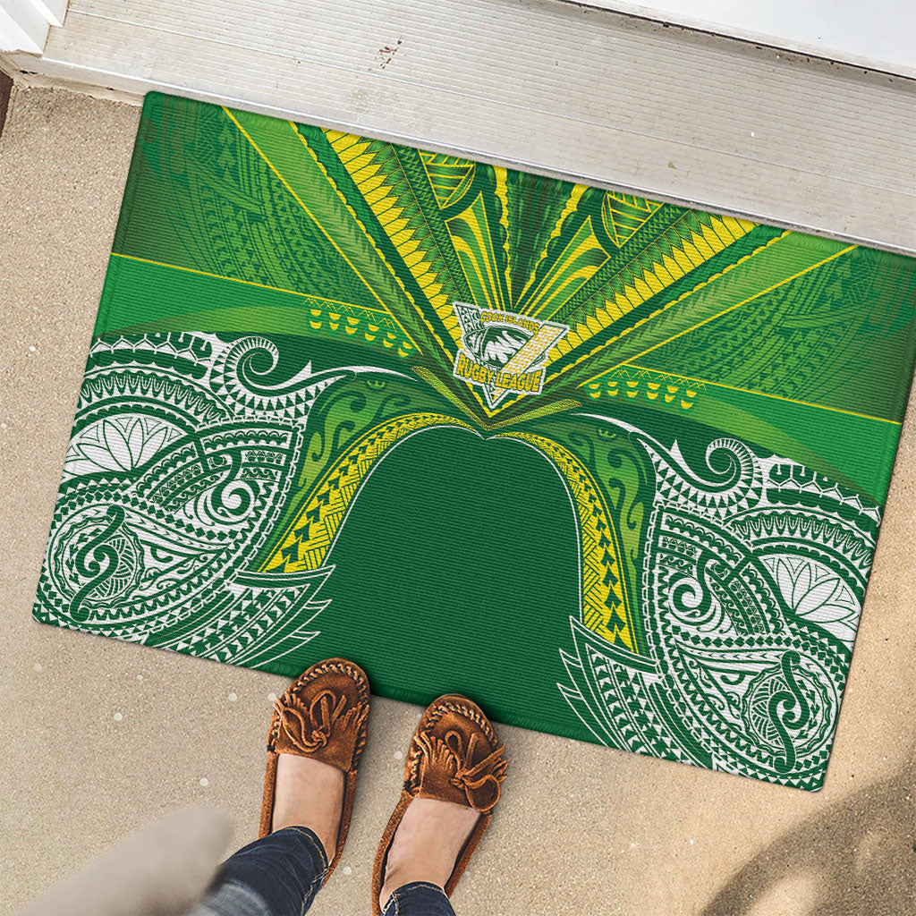 Cook Islands Rugby League Rubber Doormat Polynesian and Tatau Tribal Art - Green Color LT03 - Polynesian Pride