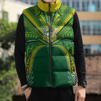 Cook Islands Rugby League Custom Sleeveless Puffer Jacket Polynesian and Tatau Tribal Art - Green Color