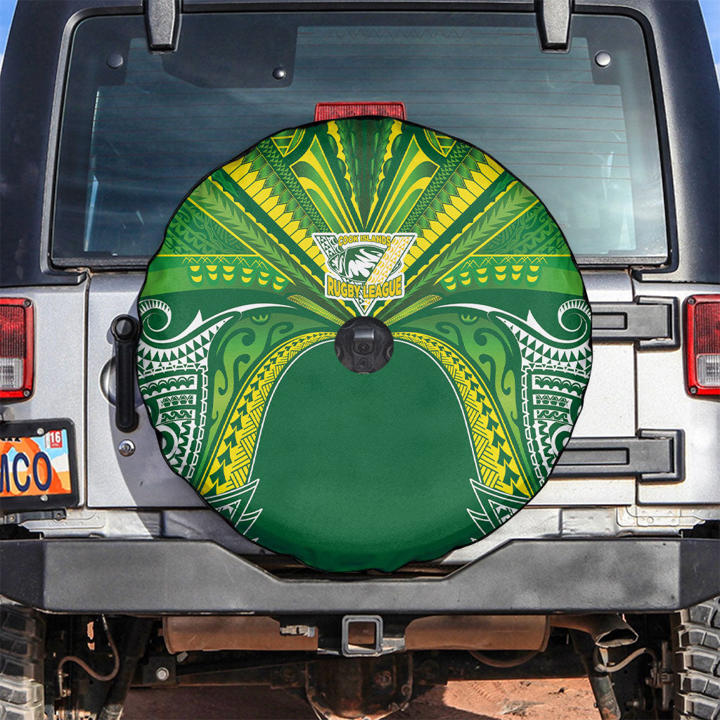 Cook Islands Rugby League Spare Tire Cover Polynesian and Tatau Tribal Art - Green Color LT03 Green - Polynesian Pride