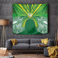 Cook Islands Rugby League Tapestry Polynesian and Tatau Tribal Art - Green Color LT03 Green - Polynesian Pride