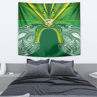 Cook Islands Rugby League Tapestry Polynesian and Tatau Tribal Art - Green Color LT03 - Polynesian Pride