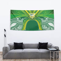 Cook Islands Rugby League Tapestry Polynesian and Tatau Tribal Art - Green Color LT03 - Polynesian Pride