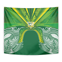 Cook Islands Rugby League Tapestry Polynesian and Tatau Tribal Art - Green Color LT03 - Polynesian Pride