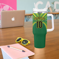 Cook Islands Rugby League Custom Tumbler With Handle Polynesian and Tatau Tribal Art - Green Color LT03 - Polynesian Pride