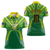 Cook Islands Rugby League Custom Women Polo Shirt Polynesian and Tatau Tribal Art - Green Color